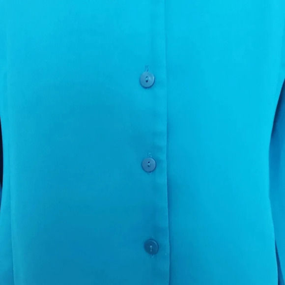 Liz Baker Vintage Blue Button Down  Shirt - Picture 9 of 11